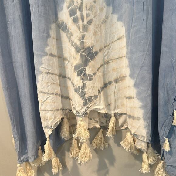 Surf Gypsy Medium Boho Blue Tie Dye Tassel Swim Cover-Up - Picture 7 of 9